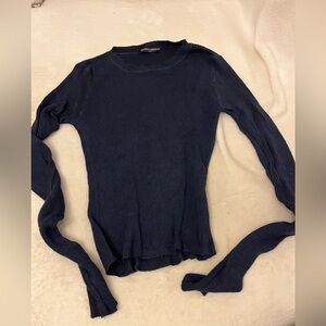 Brandi Melvile Fitted Blue Long Sleeve T-Shirt